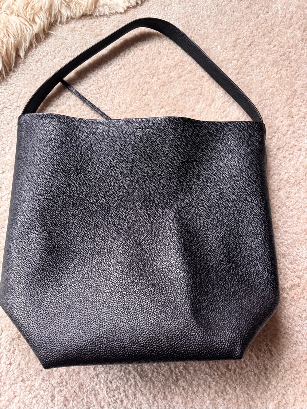 Black Leather Shoulder Tote Bag